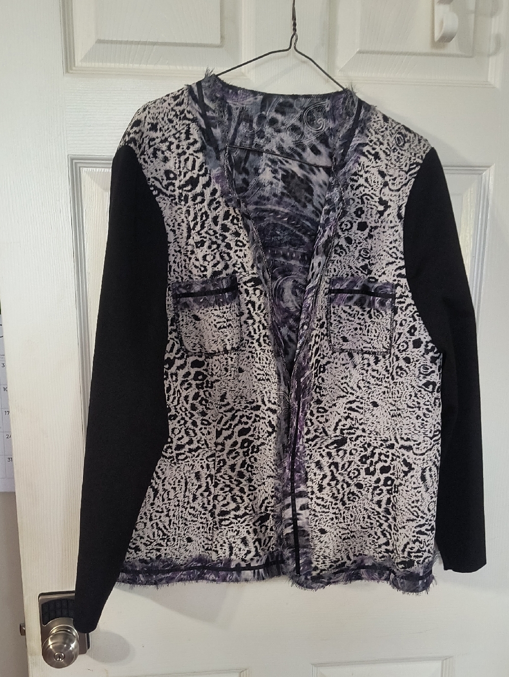 Chicos Size 3 Open Animal-Print Beautiful Reversible Jacket